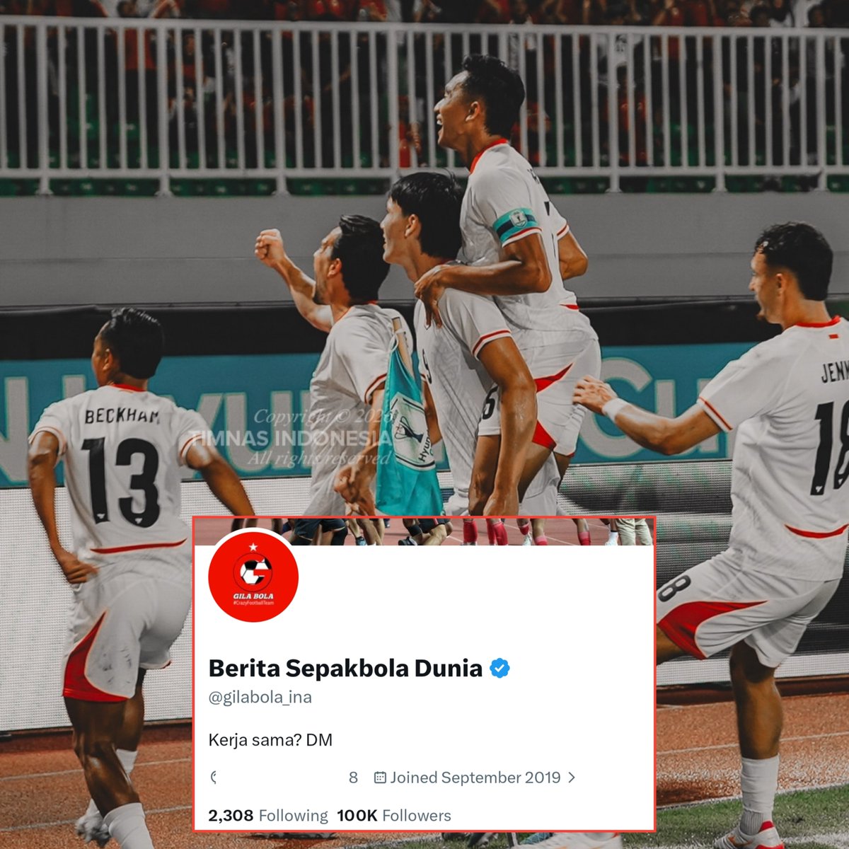 gilabola_ina's tweet photo. Alhamdulillah akhirnya akun ini bisa tembus 100 ribu followers. 🎉🎊

Terima kasih semuanya atas support kalian.

Sebagai bentuk rasa syukur, saya akan bagi-bagi sedikit rezeki untuk kalian yang beruntung.

Rp200.000 untuk 4 orang yang beruntung (masing-masing Rp50 ribu). 

Syarat:
• Follow @gilabola_ina 
• Repost & like postingan ini
• Bebas komen apapun: Komen tentang akun ini, harapan untuk akun ini, quotes favorit kalian, atau apapun bebas