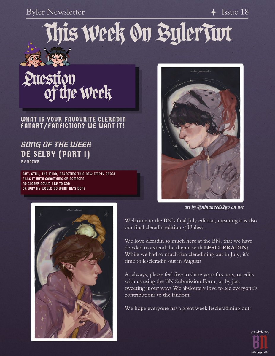 BylerNewsletter's tweet photo. Hi Bylers! We may be a day late, but we're still cleradining out.  As we say goodbye to cleradin month, we say HELLO to LESCLERADIN MONTH! https://t.co/5Wn7YZ4Jma