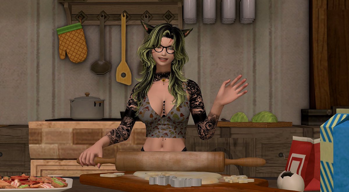 SybSungazerXIV's tweet photo. I rarely use my cute little kitchen area in my house but…. Who wants a cookie 💚 https://t.co/Vz3eNn050d