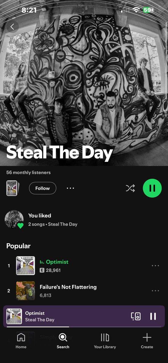 wangelion's tweet photo. did steal the day 2.0 get sued
by steal the day 1.0?? bc 1.0 is back 
and is 2.0 is gone. 

or: is it a reality shift / did someone 
go back in time? 

steal the day had over 2m monthly 
listeners on spotify. https://t.co/vBc87sF8lm