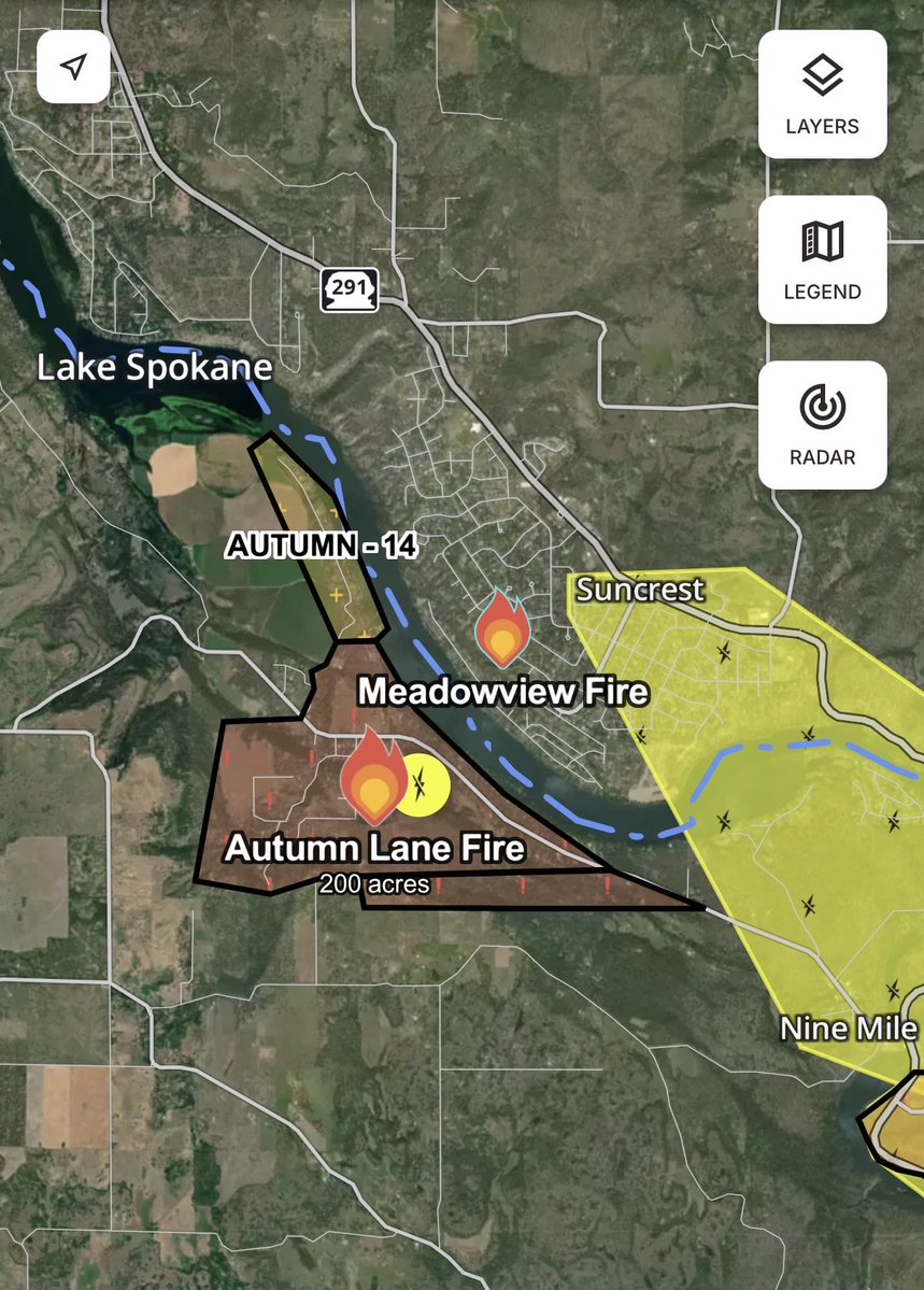 wxnado1's tweet photo. Embers from the Autumn Lake Fire have jumped the Spokane River and started a new fire in the Suncrest neighborhood. If you are in the area, evacuate!! https://t.co/N1V5ySbiCF