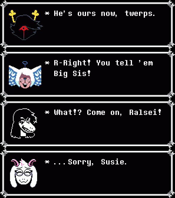coolestfucker's tweet photo. they kidnap ralsei and force him to be on their side and put him in some silly adventurer outfit https://t.co/rKyPRQdbw4