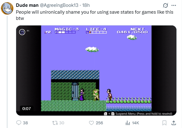 Dkr37Spt's tweet photo. @Xenophon789 This guy is absolutely complaining that they're too difficult. He's done this about dozens of classic games now. As if that weren't bad enough, he's a complete hypocrite who routinely bashes journalists for sucking at games. Just a joke of a person. https://t.co/kCe5lkHOoA