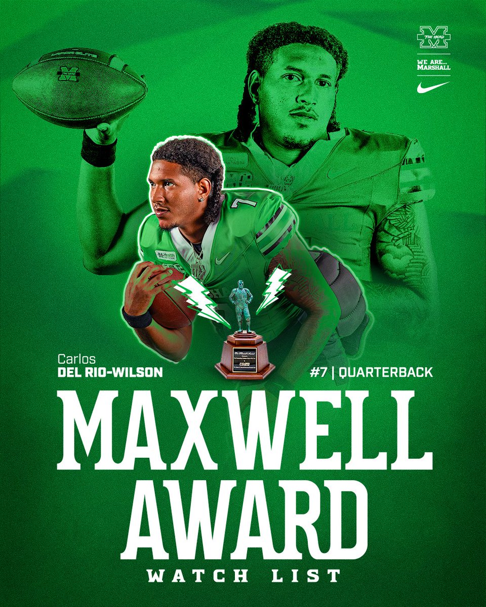 HerdFB's tweet photo. 🟢😤𝑪𝒂𝒓𝒍𝒐𝒔 𝑰𝒏 𝑬𝒍𝒊𝒕𝒆 𝑪𝒐𝒎𝒑𝒂𝒏𝒚!🤘⚪️

@QBCarlosDelrio was the lone @SunBelt player &amp; 1 of only 81 FBS players named to the 2026 @TheMaxwellAward Watch List on Monday.

The award is given to the College Football Player of the Year. 

🔗: https://t.co/nzaOekVKvV https://t.co/97rj7nmgGx