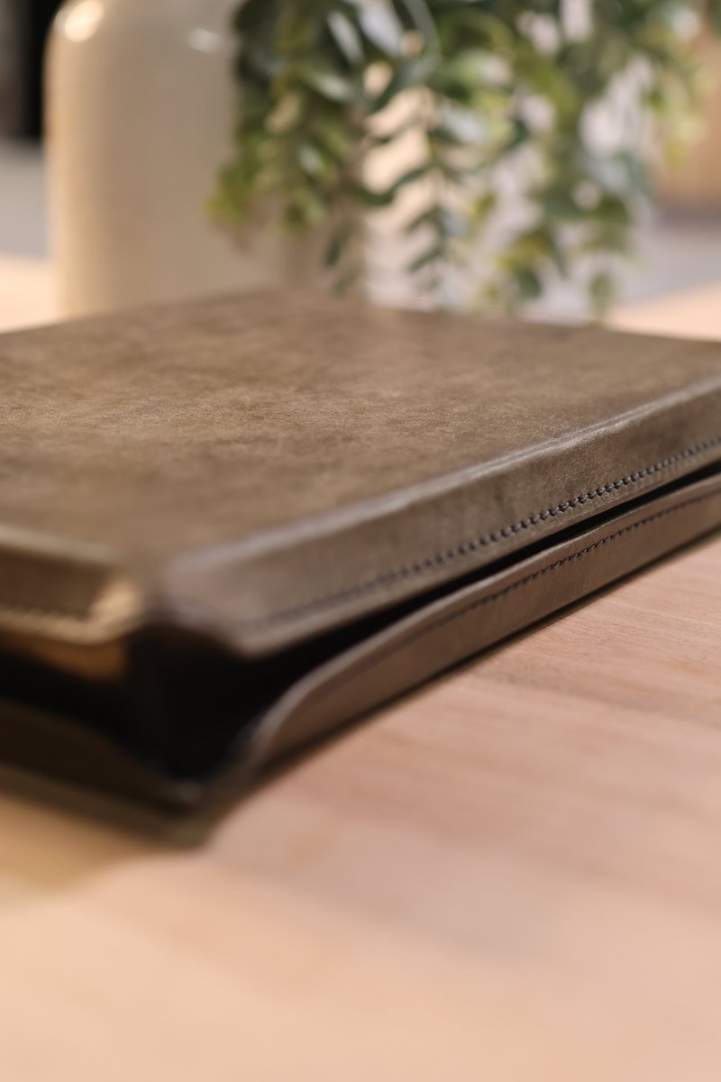 threefold_L's tweet photo. "Make it look like a Gunslinger's Bible." 

That was the request from this customer and he was blown away with the final product!

The Build:
Cover: Grey Pueblo leather by Badalassi Carlo
Liner: Black Nappa lambskin
Edges: Black-over-gold page gilding
Custom Stamp: "To Die Is Gain"
Satin Ribbons: 3x Black

💬 How would you describe your dream Bible?

📩 DM for custom commission availability or click the link in our bio!

#biblerebinding #gunslinger #rebinding