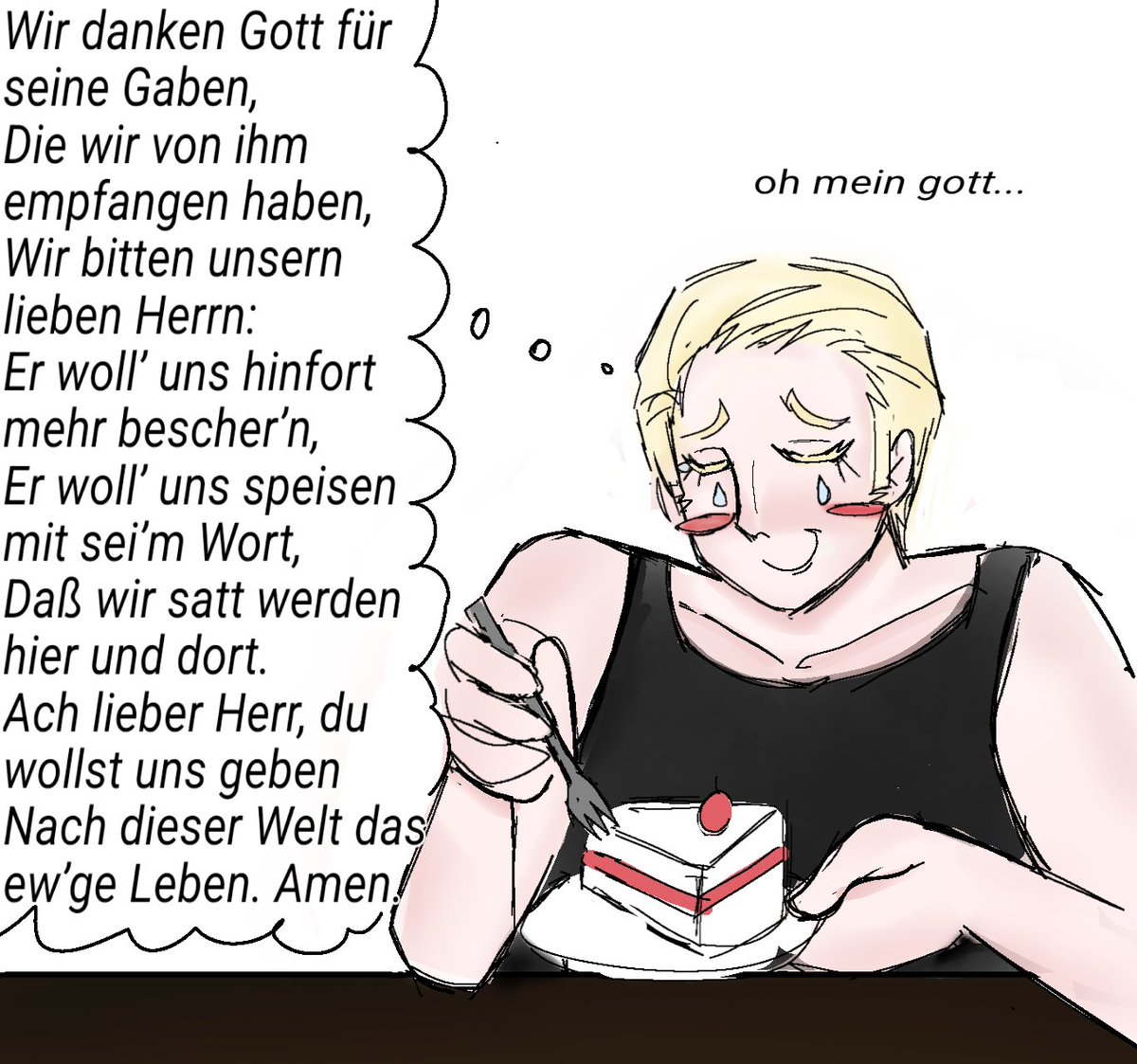 cluelss01111110's tweet photo. "oomf-chan i have a request ok can u draw germany cutely eating some sweets like a cake or something bitte..? the thought of it warms my heart…" -> he's so so happy about it https://t.co/5y21oXTJq0 https://t.co/CtP7fyeouQ