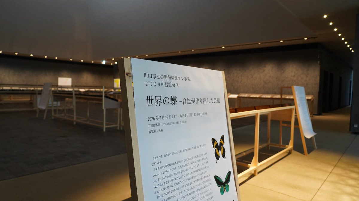 kawaguchi_moa's tweet photo. 🦋川口市立美術館 開館プレ事業 はじまりの展覧会3
「世界の蝶－自然が作り出した芸術」 
約2週間にわたり開催してきた本展覧会も、本日がいよいよ最終日です。
展覧会を機会に、身近な自然に暮らす小さな生きものにも目を向けていただけたら嬉しく思います。
みなさまのお越しをお待ちしております。 https://t.co/uC40vX7ZYk