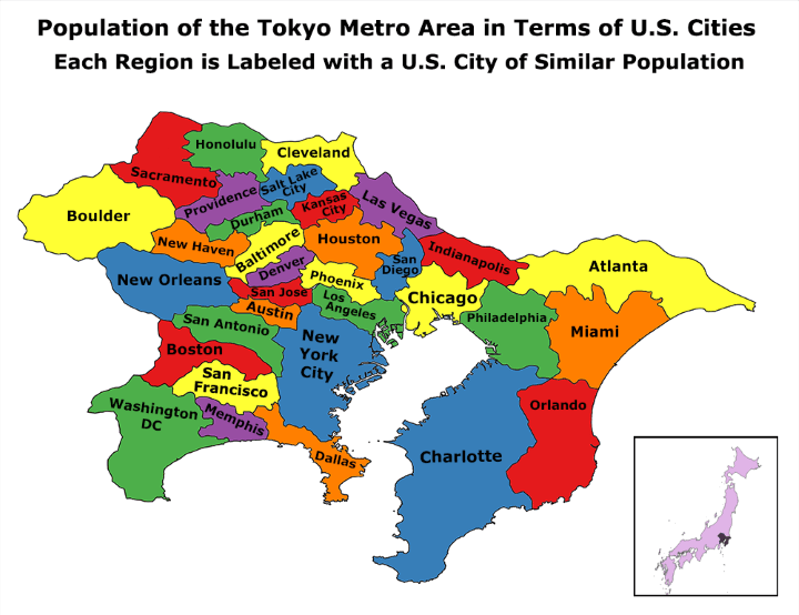 BrilliantMaps's tweet photo. Population of the Metro Tokyo Area Compared To US Cities (based on city borders)

By the numbers: https://t.co/gEl1VZItEt https://t.co/X5M30MQ6mk