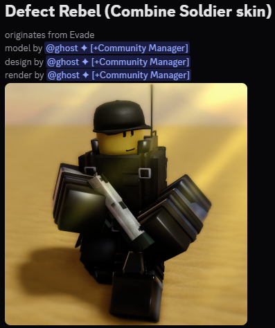 RBLXTimelessDev's tweet photo. Jard emissary + new Evade skins!!
Big thanks to the Evade devs for letting us do this!!

#timeless #roblox #evade https://t.co/qoeQRyrKyN