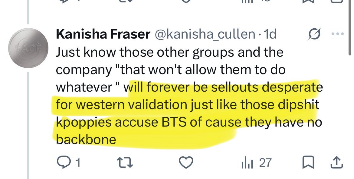 EmmBeeEmm's tweet photo. @kanisha_cullen @TheePopCore @pledis_17 @ENHYPEN_members @ILLIT_twt @TXT_members @IM_LESSERAFIM @cortis_bighit @TWS_PLEDIS @HYBEOFFICIALtwt @andTEAMofficial @NewJeans_ADOR @BELIFTLAB Y’all done being the big cowards  @kanisha_cullen thinks you are? Let her know when you decide to speak up 👋🫡 https://t.co/xjjJzbVl0l