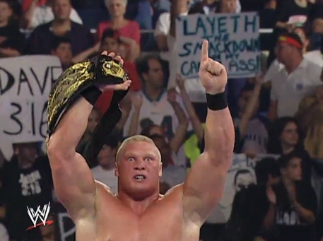 itsjoeykarni's tweet photo. Brock Lesnar broke out at #SummerSlam in 2002.

15 times he appeared/competed there. In 2026, he hands the reigns over to Oba Femi.

"This is the past and this is the future"- Brock Lesnar https://t.co/XNOiJ1qAUi