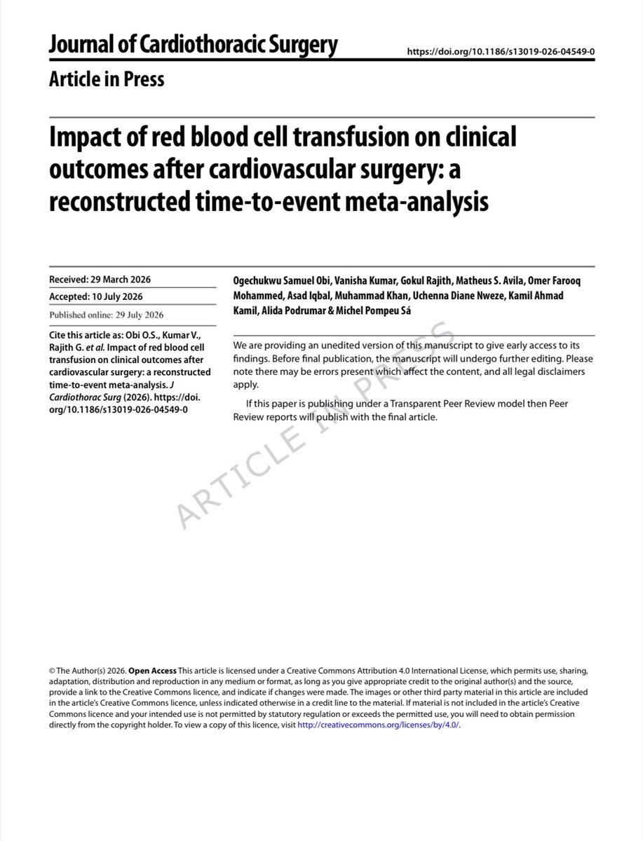 osobi_'s tweet photo. I am so grateful to have this article published with Journal of Cardiovascular Surgery. https://t.co/412BMKMnuX