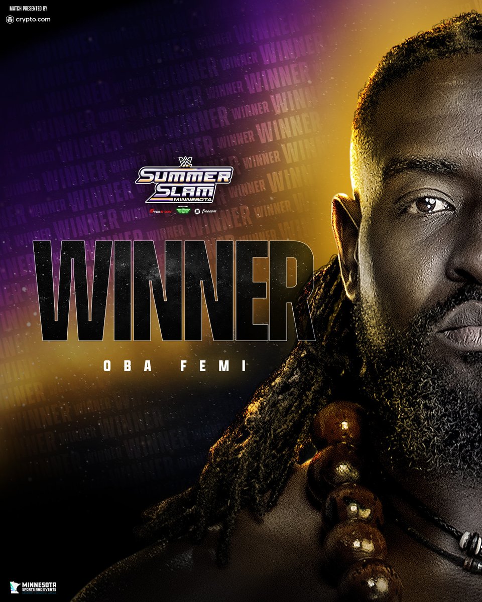 WWE's tweet photo. THE RULER OF THE CELL 😤

Oba Femi defeats Brock Lesnar at #SummerSlam! https://t.co/FgQwwAsaj5