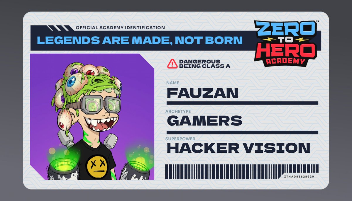 fauzanvibes's tweet photo. I made my Zero To Hero Academy enrollee ID. Create yours and show us your superpower. #ZeroToHeroAcademy https://t.co/o0HXp2XTqB https://t.co/EalvO9Q7dH