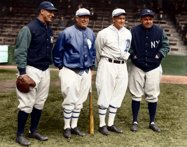 NFL_Journal's tweet photo. Lou Gehrig, Tris Speaker, Ty Cobb and Babe Ruth
Great case for the Mt Rushmore of best players of first half of 20th century
#MLBColorization #MLBColorizations
bonus-- two #RightPlayerWrongUniforms https://t.co/xihwMWkrP9