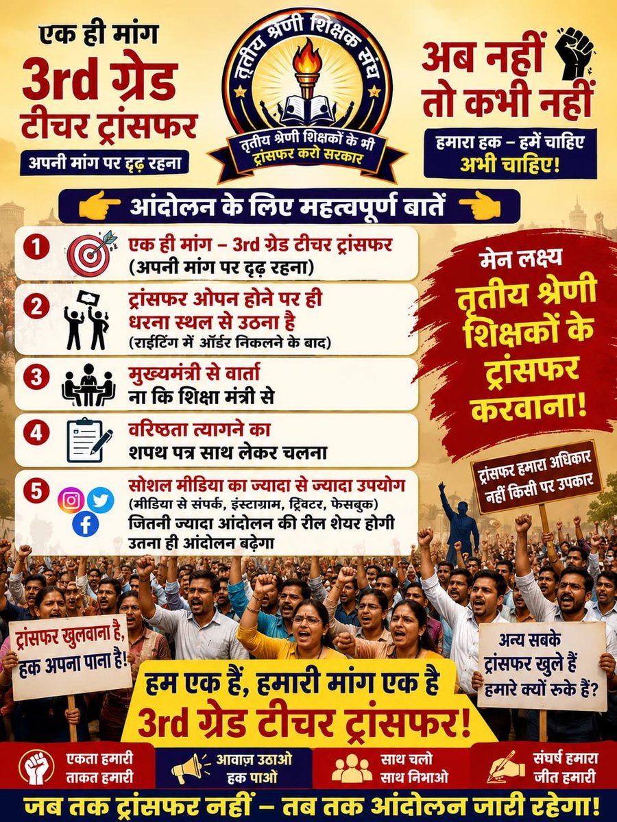 NareshN78456237's tweet photo. #तृतीय_श्रेणी_शिक्षक_मांगे_ट्रांसफर
#5अगस्त_जयपुर_चलो
राम जी 14 साल बाद घर आए लेकिन  राजस्थान में तृतीय श्रेणी शिक्षक अभी तक नहीं, अब तो सुनो @BJP4Rajasthan सरकार ,थर्ड ग्रेड शिक्षकों के ट्रांसफर शुरू करो,
@RajCMO 
@madandilawar 
@1stIndiaNews 
@News18Rajasthan 
@raj_indianews https://t.co/hDI6v8ph4T