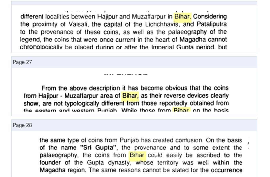 weirdmaged64659's tweet photo. @Kartikey_9730 @Rai_Bahadur1915 @Aindradeva No proof of that.
Most historians agree of them being a magadh based dynasty originating from lower magadh region not Eastern UP.
SR goyal just concluded Eastern UP being Gupta's dynasty origin Homeland on provenance of coin hoards that's not how you know origin of a dynasty https://t.co/kf0uJgcBqR