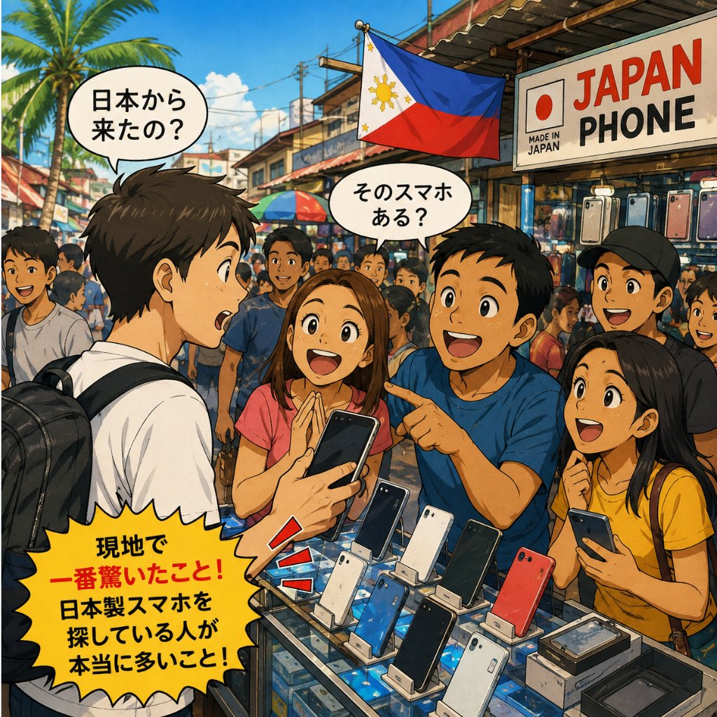 zaney1987's tweet photo. 現地で一番驚いたこと

フィリピンへ行って驚いたのは、
日本製スマホを探している人が本当に多いこと。

「日本から来たの？」
「そのスマホある？」

そんな会話が普通にあります。

日本では気づけない需要が、海外にはたくさんあります！
#副業 https://t.co/eUSkVE2p1D