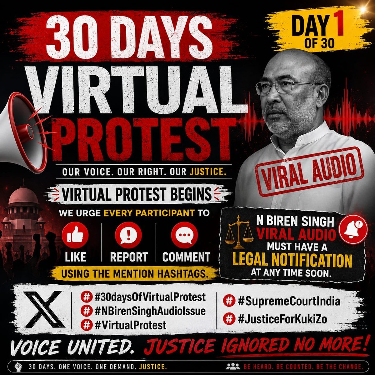 AriesHaoneoKuki's tweet photo. Evidence should be examined—not ignored.
Questions surrounding the N. Biren Singh audio issue deserve proper legal attention and a clear resolution.
#30DaysOfVirtualProtest #SupremeCourtIndia #NBirenSinghAudioIssue https://t.co/AipimKZJ1p