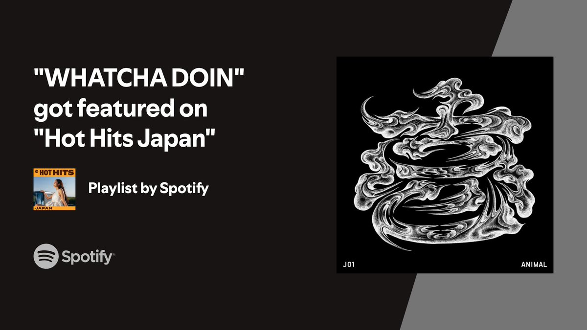 official_jo1's tweet photo. [📢] #Spotify (@SpotifyJP)
'WHATCHA DOIN' PLAYLIST IN🤷🏻‍♂

🎧Hot Hits Japan
https://t.co/AhnJGKiz1q

#JO1 #JO1_ANIMAL #JO1_WHATCHADOIN https://t.co/eDy6gQpAoM