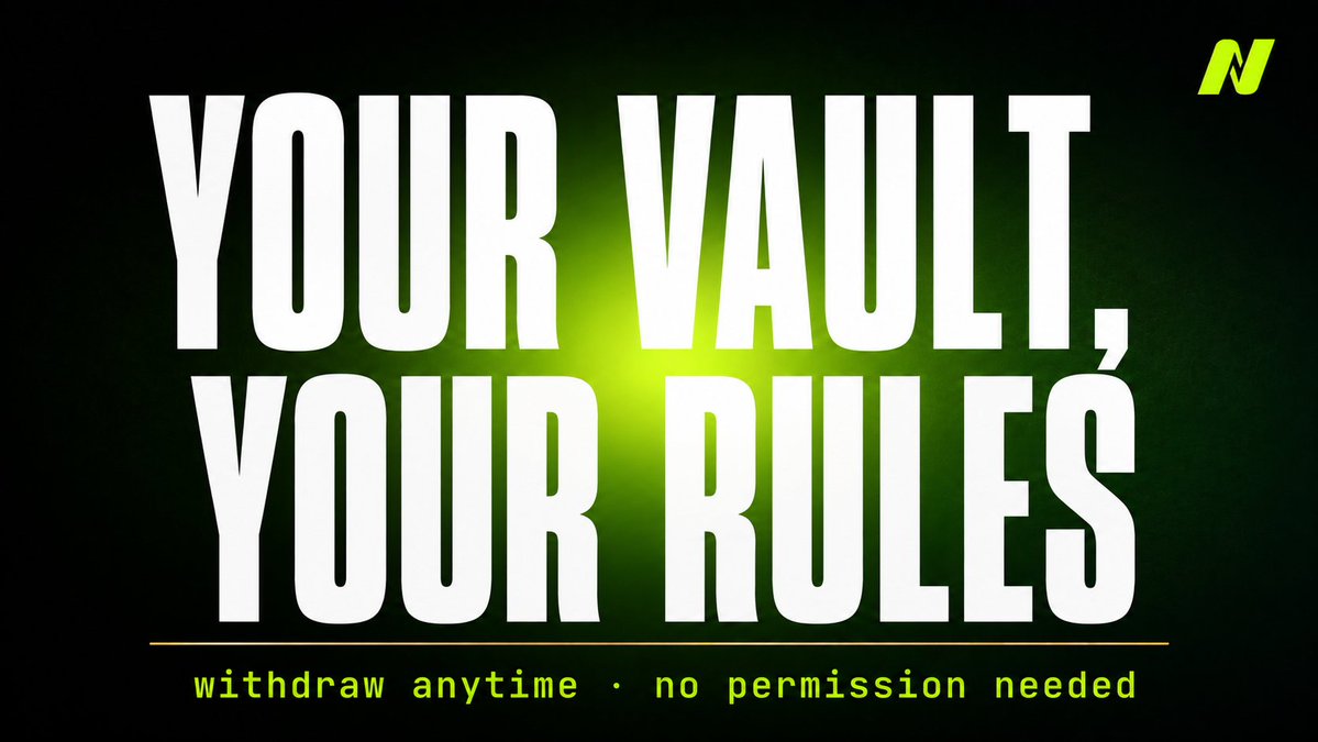 Nockdaq's tweet photo. Vault holds position NFT, stores your rules as an array, and enforces them against every keeper that comes knocking. Owner is you.

By end of sequence your range is wide, flat to USDG, or paused for weekend, depending on what you wrote weeks ago.

Human involvement between bell ringing and range moving is zero. Withdrawals need permission from nobody, including us.