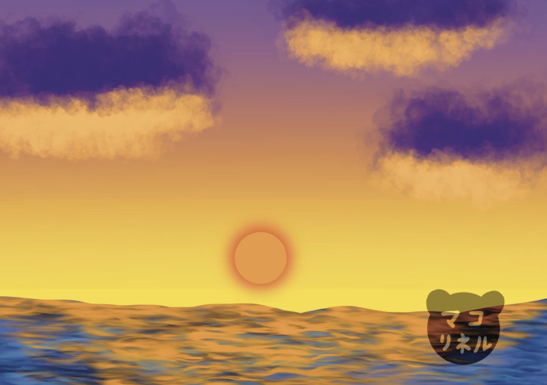 makorinel's tweet photo. 「夕焼けの海」
プロクリエイトで描きました。
#イラスト #オリジナル https://t.co/5ew7ZrfjI7