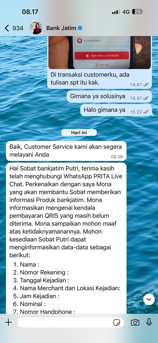 najmaaaptr's tweet photo. Eh emg bad bgt ya customer service bank jatim ni? Sekelas official loh? Udah chat req live chat dan minta cs jawab dari kmrn, lucunya baru dijawab tadi pagi. Dan masih proses typing laporan 3 menit doang udah diakhiri alasan gada respon? Kocak lo @bankjatim #bankjatim https://t.co/95U7uXn7ad
