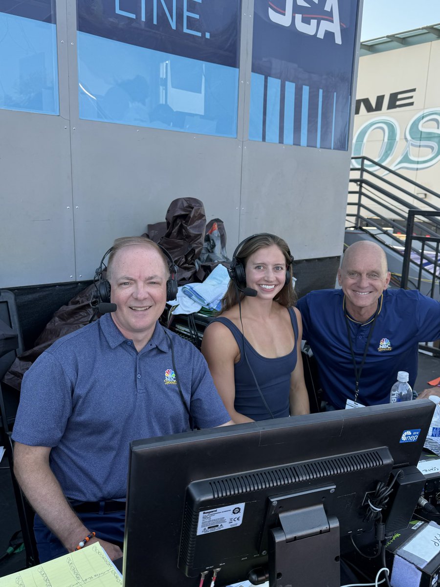 USASwimming's tweet photo. Looks who’s on commentary for the 200m IM coming up next on NBC and the USA Swimming YouTube channel. 👀 https://t.co/TNbnvX8igH