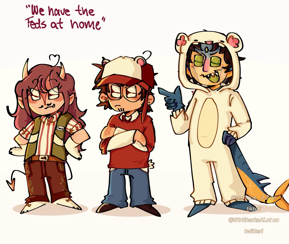 S1rSharksAlot's tweet photo. Pt.2 of #sillytrio outfits YAY
I might make more,, who knows tho https://t.co/OZQ9DO8Nas