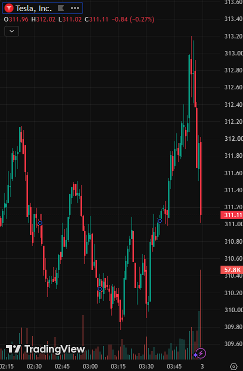 simoawhl's tweet photo. This morning, TSLA reached its peak and then fell rapidly. Based on the trend, it is expected to rebound again around noon.✨ https://t.co/nUXqearsGW