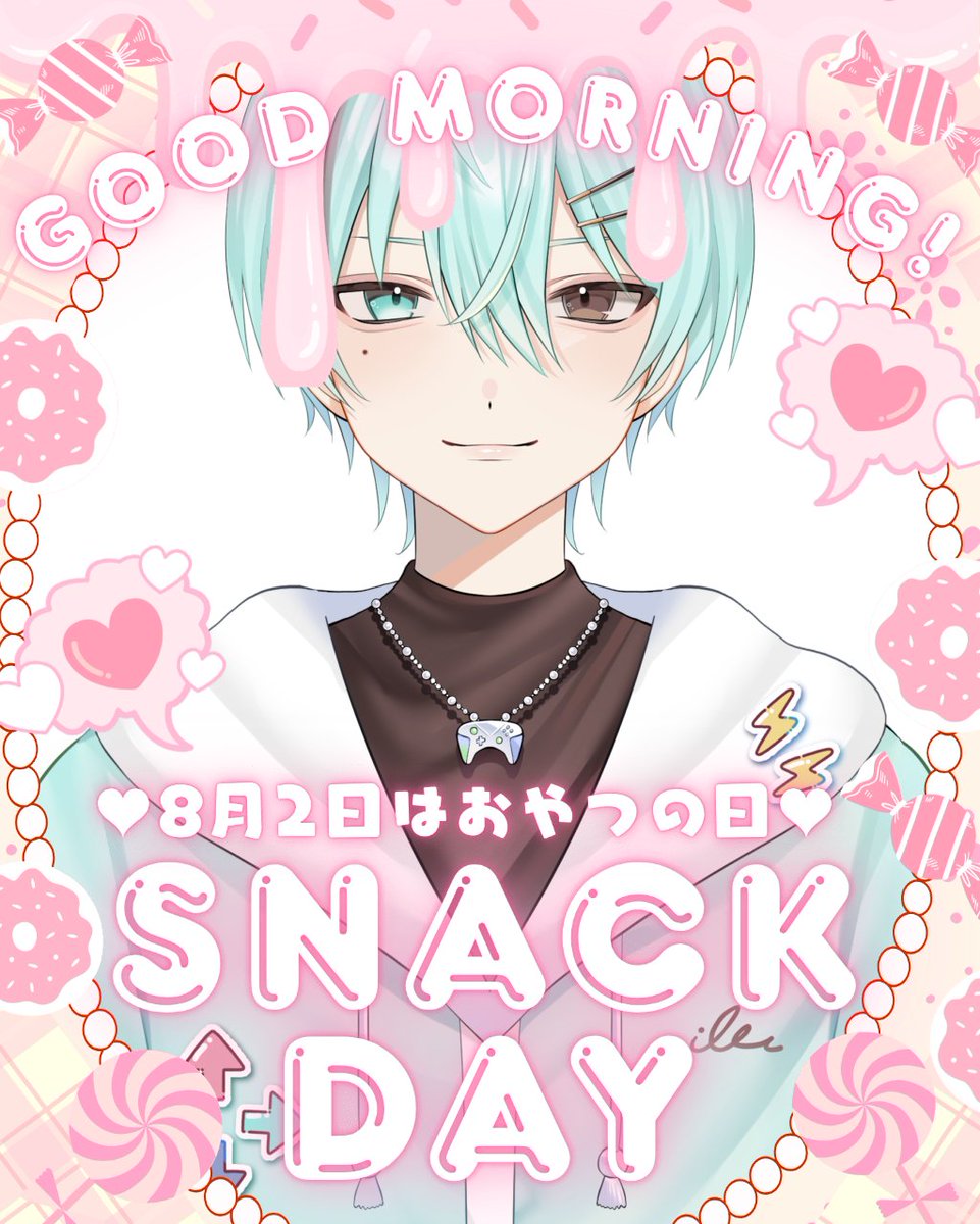 m_jiro_vtuber's tweet photo. こんみんと～🍀

今日は #おやつの日 みたい！
甘い物食べていろいろ吹き飛ばしていきたい！

この土日はゆっくりしようと思います！
なので今日も配信はおやすみ～

今日も無理なく過ごしていこ～＾＾

#おはようVtuber️️ https://t.co/TUKXd0ldQq