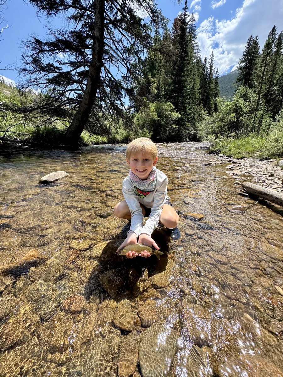 MatthewCPerry's tweet photo. I think it’s time to get my little fly fisherman some waders…… He is only 9 years old and caught 13 cutthroat trout in Clear Creek today. 

#flyfishing #colorado #Tightlines

@simmsfishing @OrvisFlyFishing @froggtoggs @Paramount_Gear @Cabelas @BassProShops @FoundryFishing https://t.co/DGMRBfcSMe