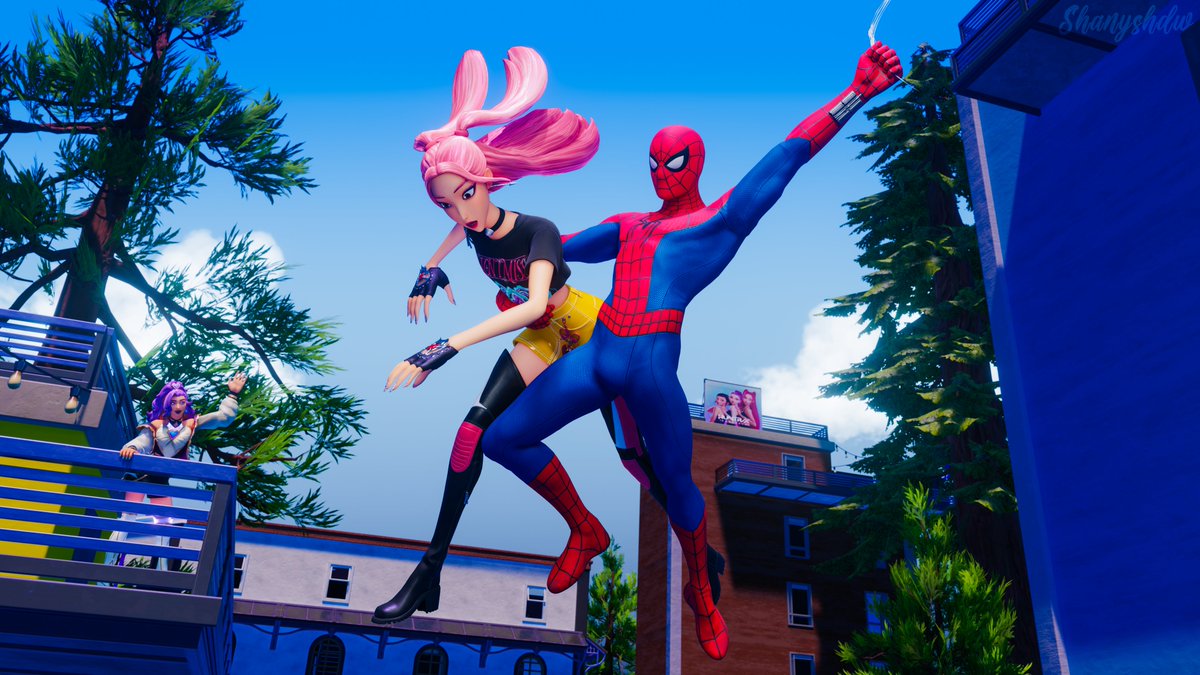 Shanyshdw's tweet photo. Spider-Man saves Mira

#SpiderMan #KPOPDEMONHUNTERS #FortniteArt https://t.co/fHdxaPaJni