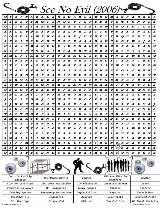 MistrelofHorror's tweet photo. It's #wordsearchwednesday
See No Evil (2006)!
Instead of wandering dilapidated old hotels looking for trouble, hang out & solve this puzzle. Hulking squatters will insure you never see trouble again!
#puzzle #wordsearch #Horror #Search #killer #seenoevil #eyes #eyballs #see https://t.co/TvyoCVyu5v