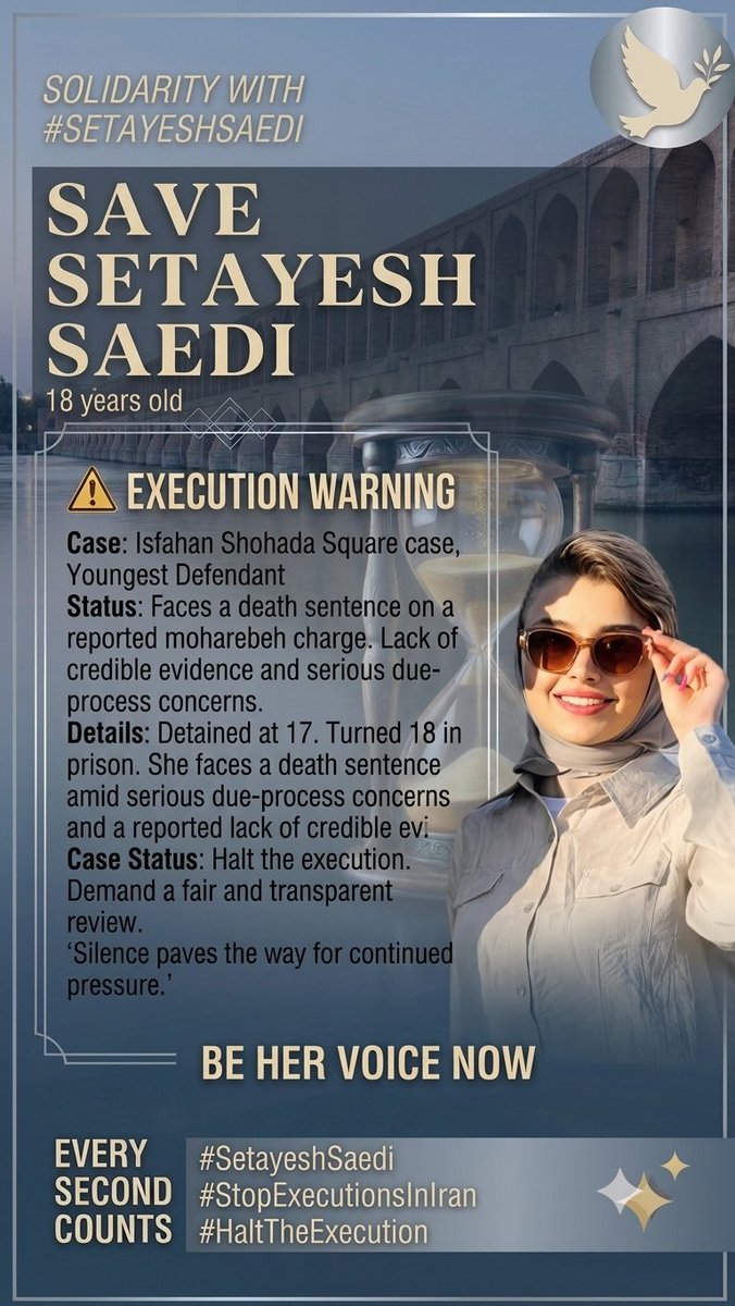 VianaAriayi's tweet photo. 🆘🚨15 innocent civilans from Isfahan have been sentenced to death with injustice
their voice before it is too latee

Setayesh Saedi
Armin Gholami
Mehdi Asadi
Ali Boyeri
MehrdadBoyeri
Milad Boyeri

#ShohadaSquare
#StopExecutionsInIran
#میدان_شهدا https://t.co/nb9nFAvp7x