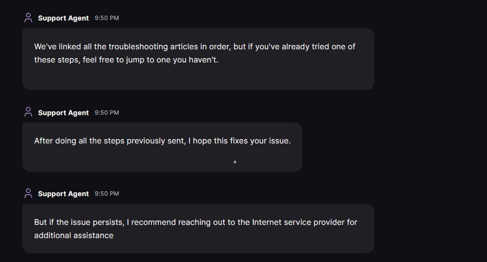 gwapexe's tweet photo. @FortniteStatus Please fix your issues with routing. And tell support to stop giving this AI slop response.

I have done various tests to verify my connection via Bell Pure Fiber is 4-7 MS through the modem without any packet loss or node jumps. https://t.co/dCGJDQjGDh