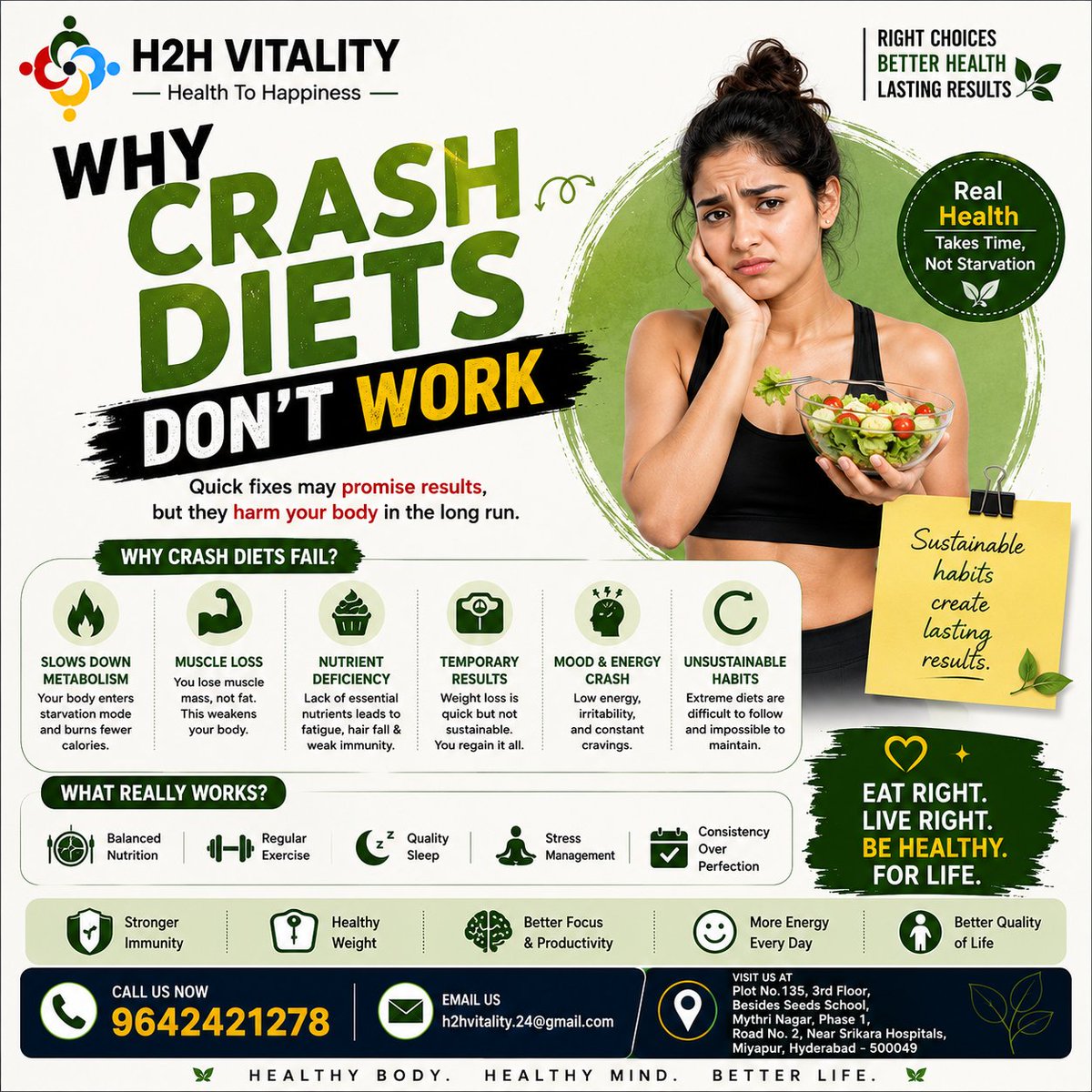 H2HVITALITY's tweet photo. Crash diets don't create lasting results.
At H2H Vitality, we help you lose weight through personalized nutrition and sustainable lifestyle changes not starvation.
📩 Start your weight loss journey with us today.
#H2HVitality #WeightLoss #HealthyLifestyle #Nutrition #CrashDiet https://t.co/z7dJRaVSdb