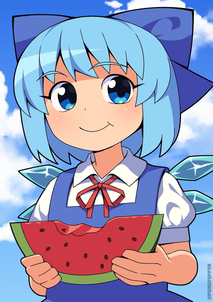 PuniPippin's tweet photo. Cirno🍉 https://t.co/7iQrLeY6y8