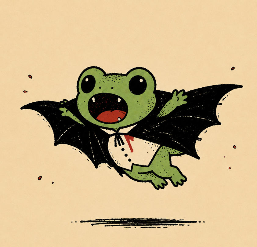 NosferatuDevv's tweet photo. The night has a new resident. 🦇

Meet $Nosferatu — a tiny vampire frog with oversized dreams, tiny fangs, and a cape bigger than his future market cap.

No heroes.
No kings.
Just one little creature ready to haunt Solana.
 The club opens soon.

#Solana #Memecoin #Crypto https://t.co/9BOfrVOgzL