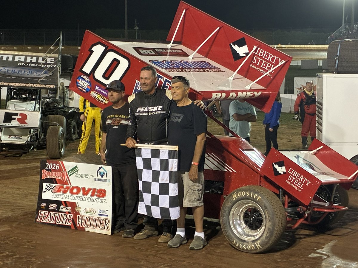 SharonSpdwy's tweet photo. Dale Blaney wins an INSTANT CLASSIC to pick up his 2nd Lou Blaney Memorial after swapping the lead multiple times with Bryce Lucius! The win was worth $12,000. Lucius came up lame with two laps to go, and a hard charging AJ Flick jumped ahead to capture the runner up finish. Ricky Peterson sneaks by race long contender Zeth Sabo late to pick up the final podium spot.