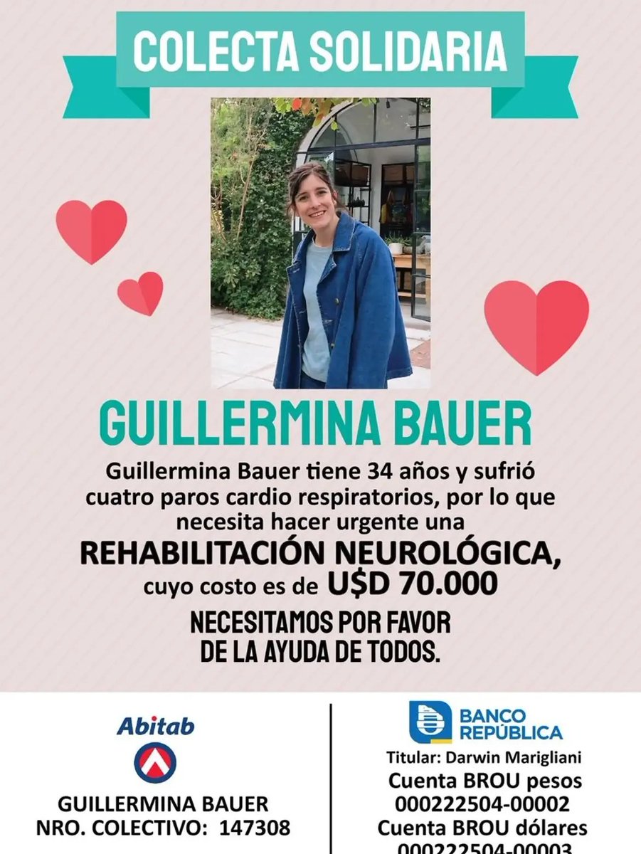 marinagomezuy's tweet photo. No conozco a Guillermina ni a su familia, pero tengo casi la misma edad que ella y me shockeó mucho ver el post de su mamá en IG y enterarme de lo que le pasó. ¿Le damos difusión a esto para que lleguen a juntar el dinero lo antes posible? De antemano, mil gracias1 https://t.co/tSHhxiMyWM