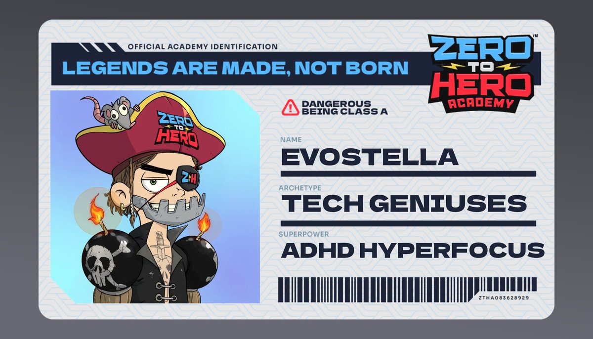 Evostella889's tweet photo. I made my Zero To Hero Academy enrollee ID. Create yours and show us your superpower. #ZeroToHeroAcademy https://t.co/y5XOqCsmTM https://t.co/MTp7v6xjUC