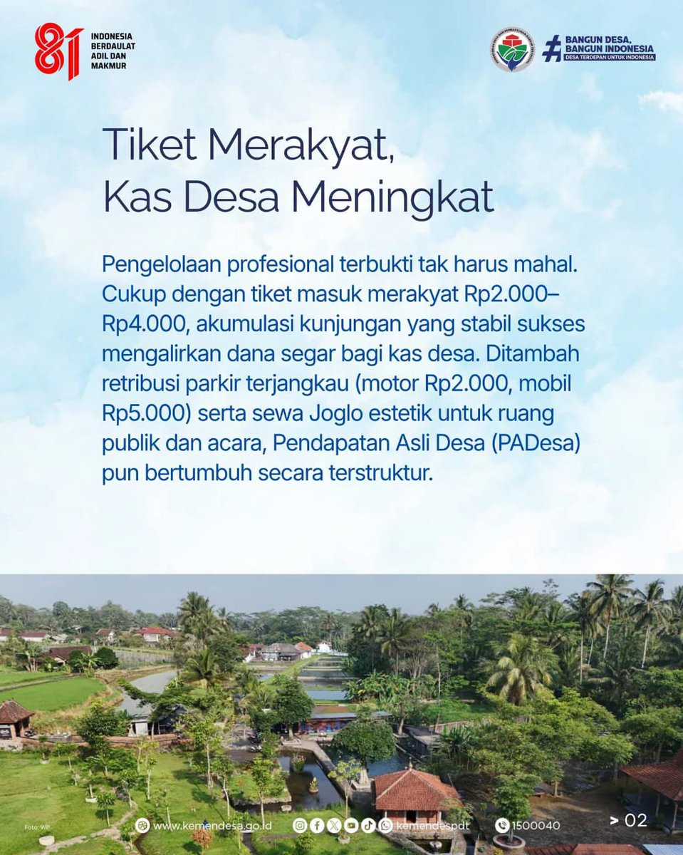 Firman180311's tweet photo. Merawat alam bukan sekadar menjaga warisan, tetapi juga membuka jalan bagi kesejahteraan. 

Merawat alam, membangun masa depan desa.

#KemendesPDT
#BangunDesaBangunIndonesia 
#HUT81KemerdekaanRI 
#KitaIndonesia 
#DesaMerdeka
#tppkerjaberdampak #tpppesawaran https://t.co/U1PzGB15Ye