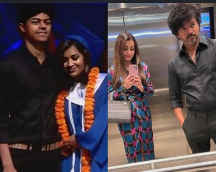 Arvind22191649's tweet photo. @vijucharlie What's the caption for this images?? 
Koothadi Vijay with his Vaappati while missing his Kids graduation (in one frame) https://t.co/kJRBfoV1Eb