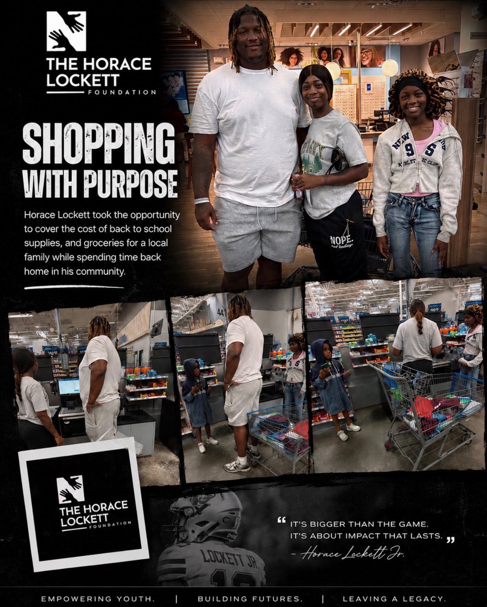 HoraceLockettJr's tweet photo. “Community has always been home. ❤️🏈

Today, I  took the opportunity to give back by covering the cost of back-to-school supplies and groceries for a local family while spending time back home in the community. https://t.co/2baJj89ol2