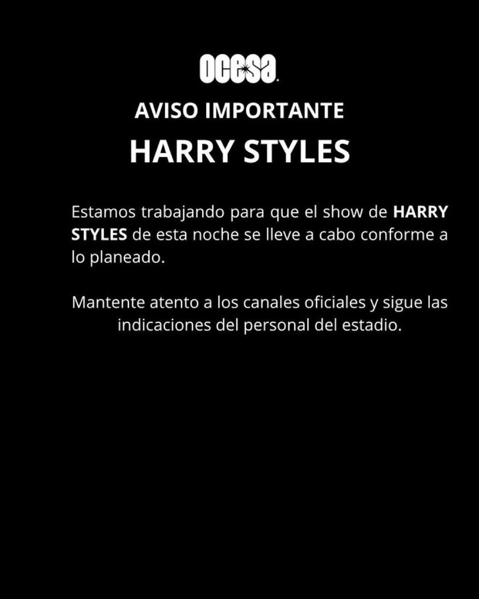 Indie5051's tweet photo. Comunicado de Ocesa para la segunda fecha de Harry Styles en CDMX https://t.co/w1rrVa5Wt5