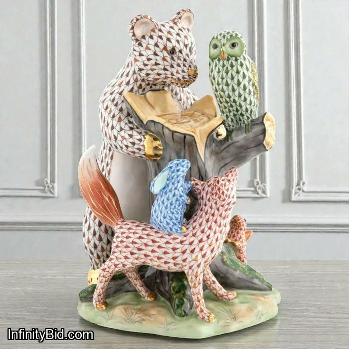 infinitybidcom's tweet photo. HEREND FOREST FRIENDS — Limited Edition Figurine (Bear, Rabbit, Fox, Squirrel &amp; Owl) SKU: 16182000-VHS155 https://t.co/DNAv4pGk8d https://t.co/sXZvHCa3sj