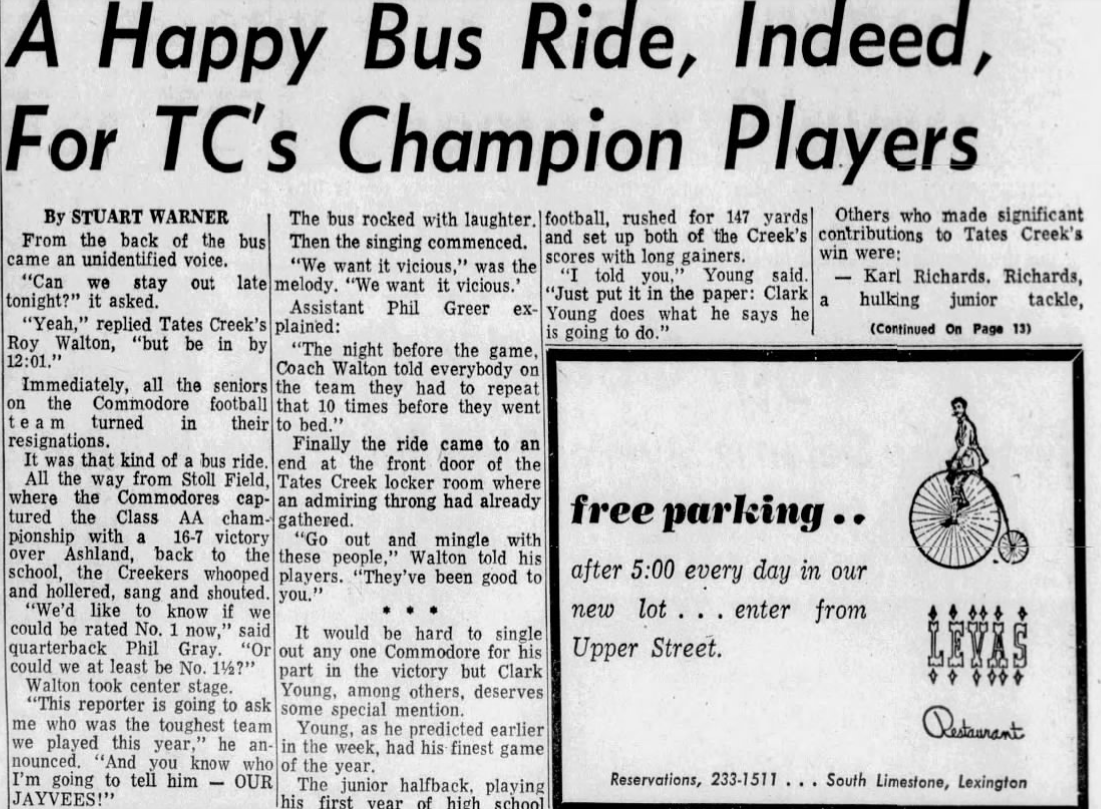 KYHSHistory's tweet photo. Tates Creek were state football champs (11-24-72) and finished undefeated. It was the "no-play" signal calling of QB Phil Gray that was the deciding factor. 
Game contested at Stoll Field.
Read all about it. https://t.co/ctwQS0uHIk