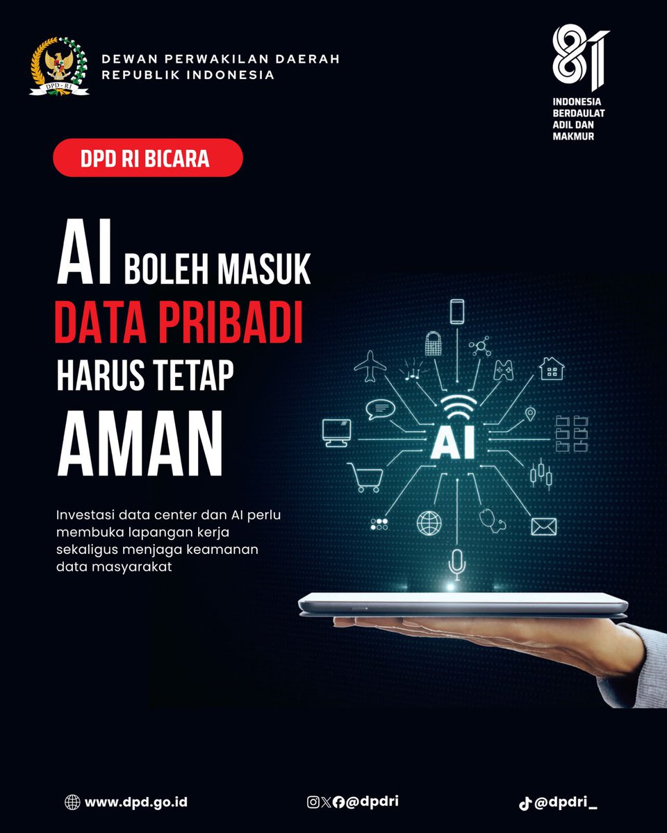 DPDRI's tweet photo. Anggota DPD RI asal Banten Ade Yuliasih dalam reses Investasi data center dan Al perlu membuka lapangan kerja sekaligus menjaga keamanan data masyarakat. 

#dpdri #daridaerahuntukindonesia https://t.co/ongPrBssK8