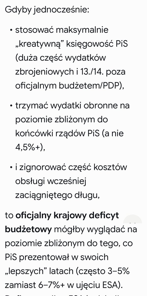 w84u6's tweet photo. @MarekMaximus1 @ObywatelkaXXI @marcinwarchol Piszesz o długu, a na zrzucie jest deficyt. Zadałem AI prompta jaki byłby deficyt, gdyby stosować metody pis w "obniżaniu" deficytu 😁 https://t.co/NUcm7h4vAv